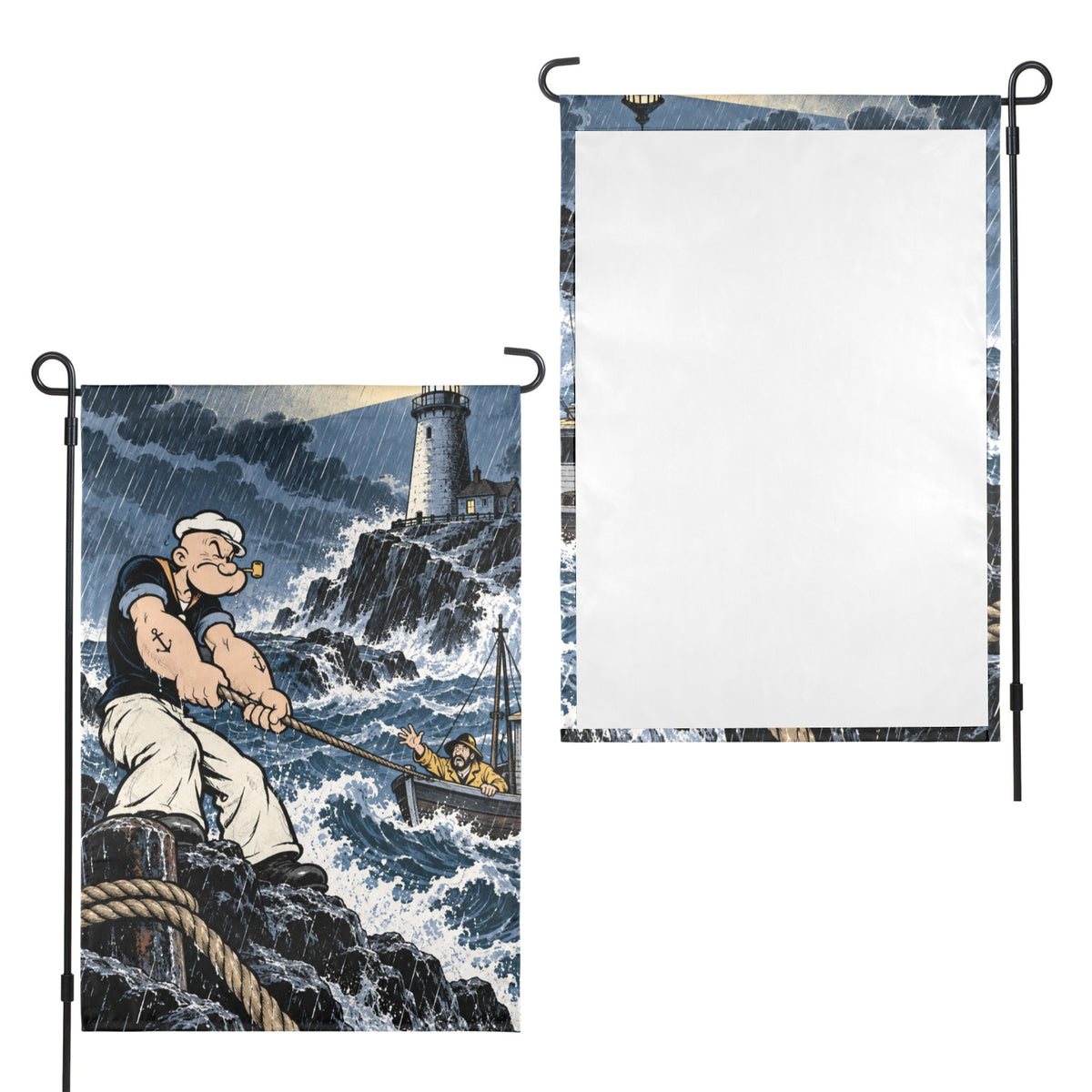 Popeye Lighthouse Rescue 12 x 18 in Garden Flag
