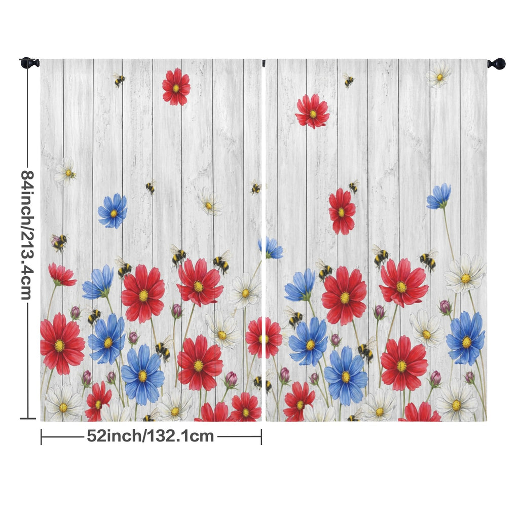 Daisy-and-Ballot Neighbors 52 x 84 in Window Curtain Set