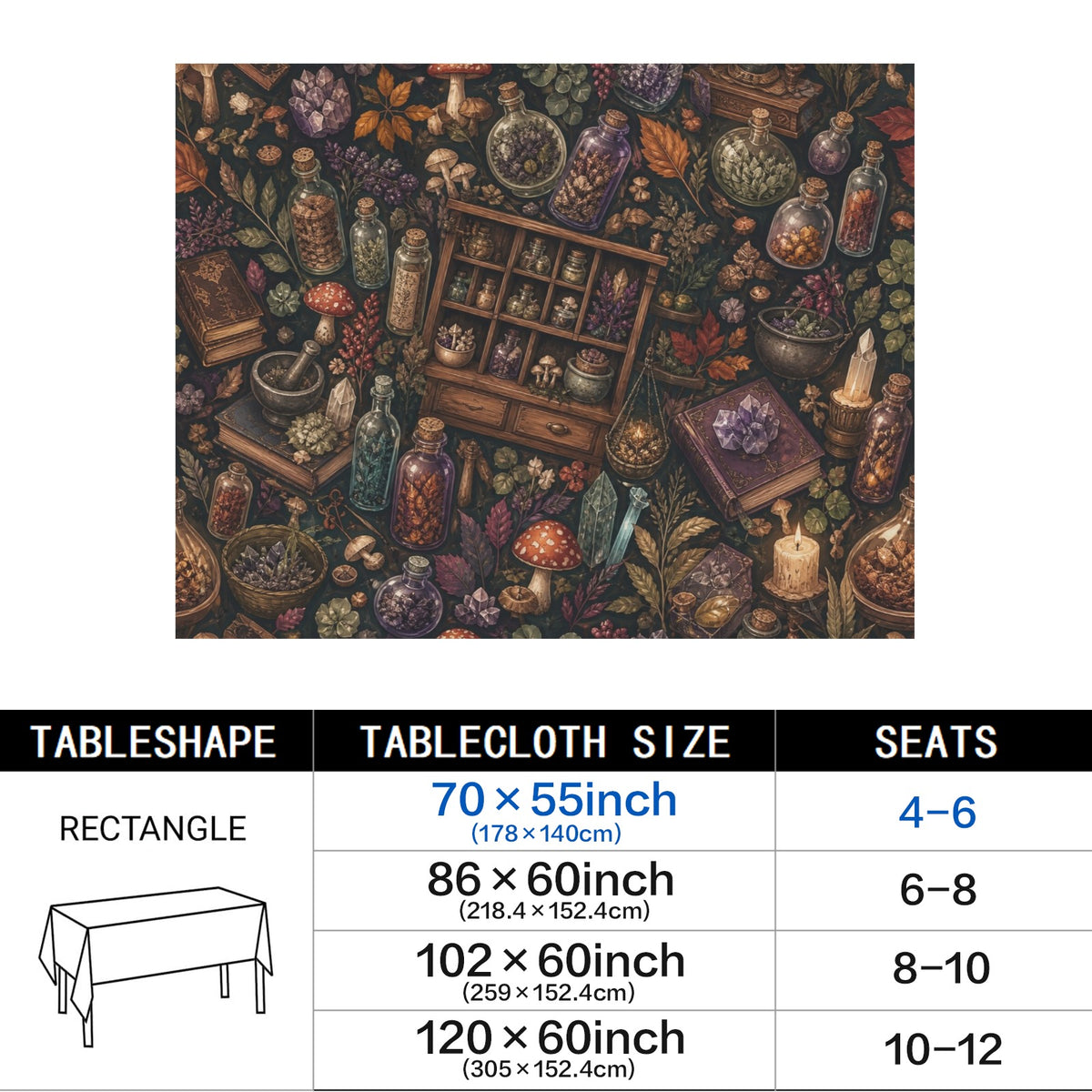 Apothecary Cabinet 178cm x 140cm Rectangular Tablecloth 70x55inch (QUE)