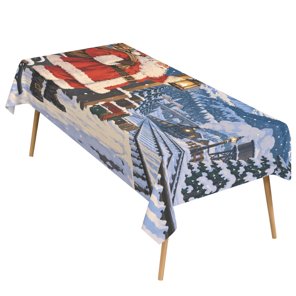 Santa Snowy Rail 178cm x 140cm Rectangular Tablecloth 70x55inch (QUE)