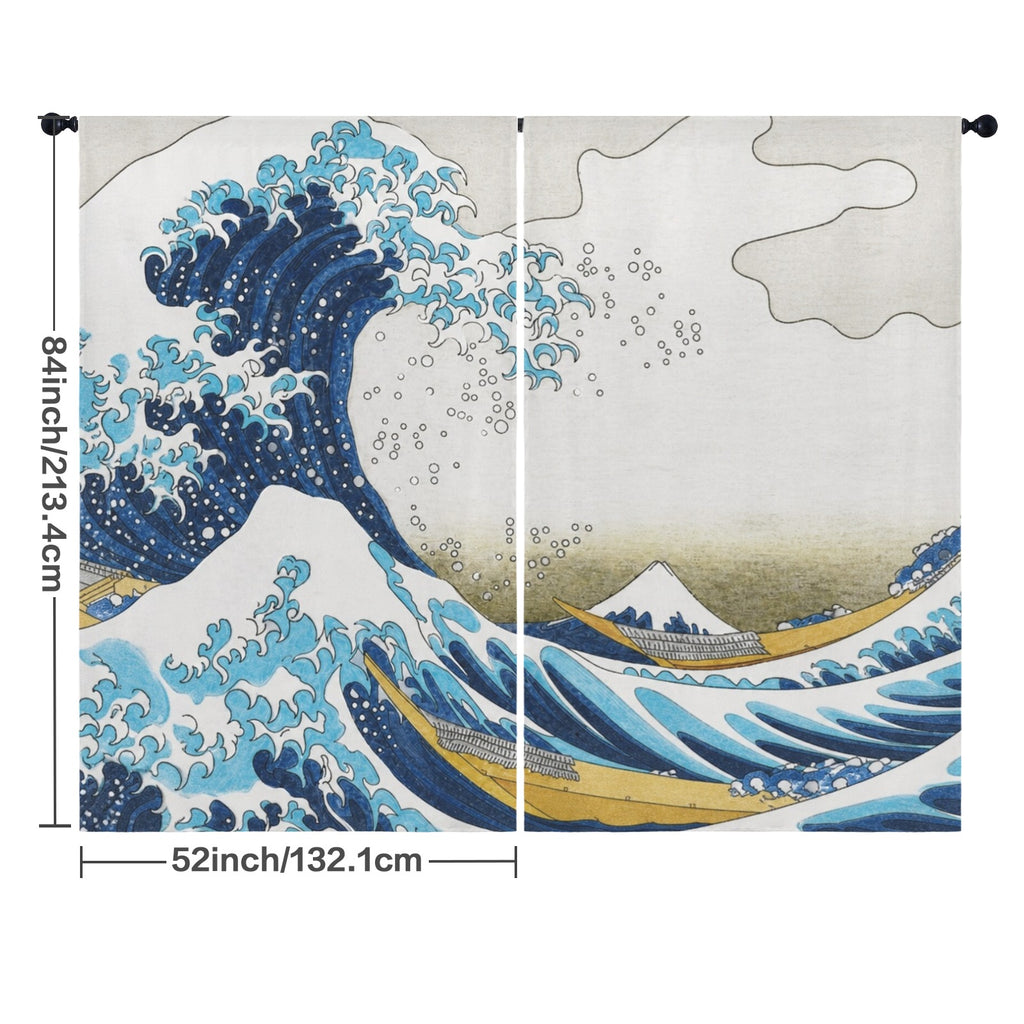 Hokusai Great Wave 52 x 84 in Window Curtain Set
