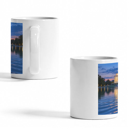 Lincoln Memorial Blue Hour Pool 11 oz White Ceramic Mug