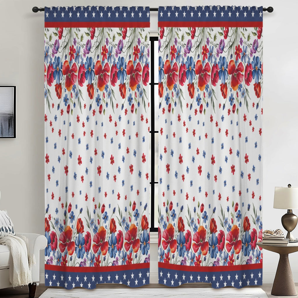 Independence-to-Midterms Floral Banner 52 x 84 in Window Curtain Set