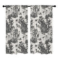 Black White Jungle Animals 52 x 84 in Window Curtain Set