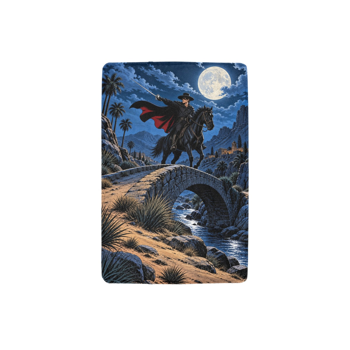 Zorro Moonlit Desert Bridge 32 x 48 in Micro Fleece Blanket