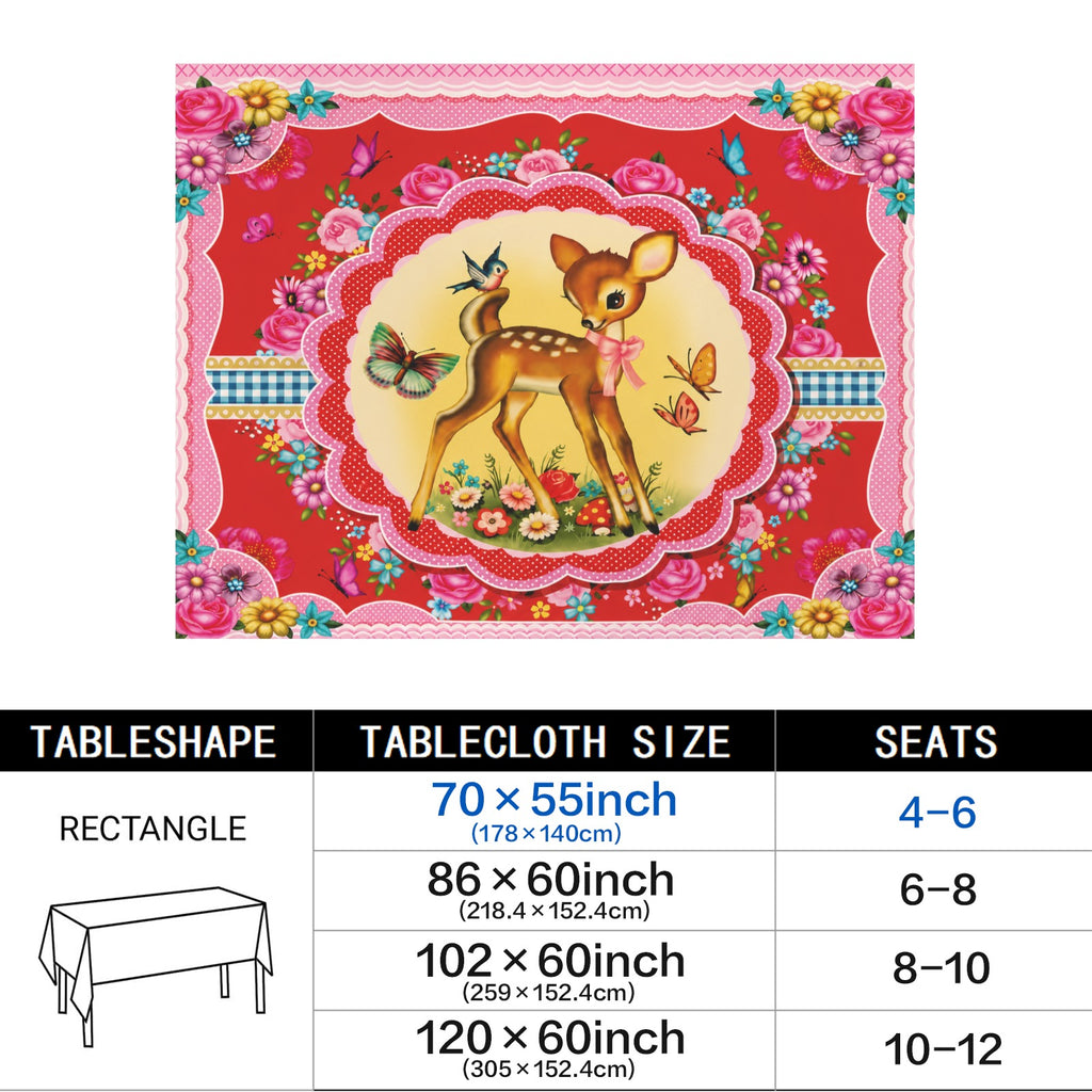 Woodland Fawn 178cm x 140cm Rectangular Tablecloth 70x55inch (QUE)