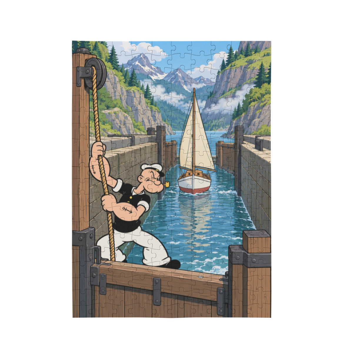 Popeye lock 10 x 13.94 in 200-Piece Wooden Jigsaw Puzzle (QUE)