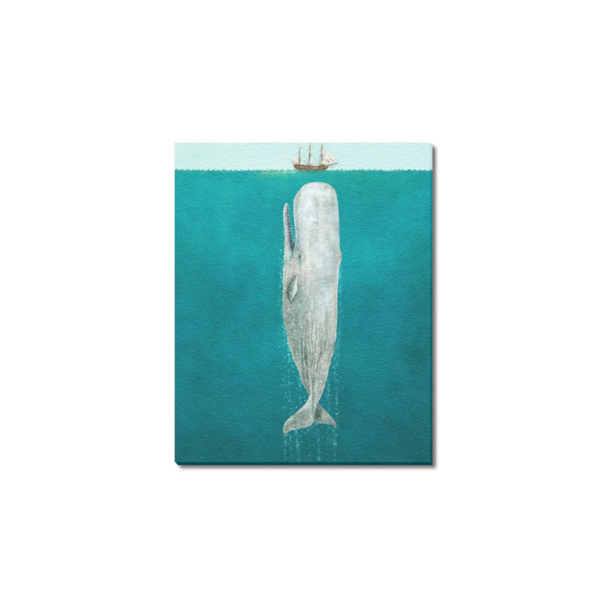 Whale Beneath a Sailing Ship Frame Canvas Print 8"x10"