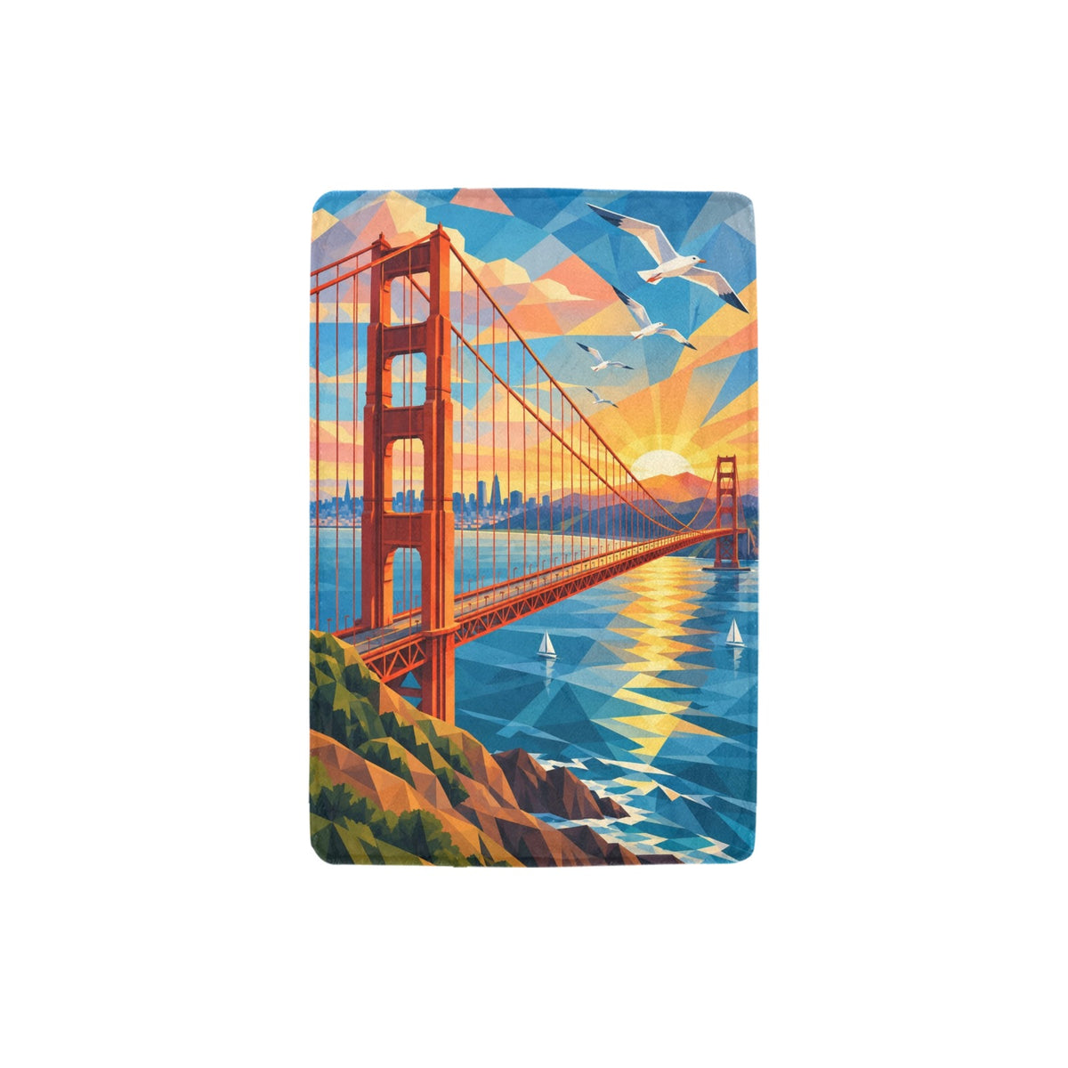 Golden Gate Geometric Sunrise 32 x 48 in Micro Fleece Blanket