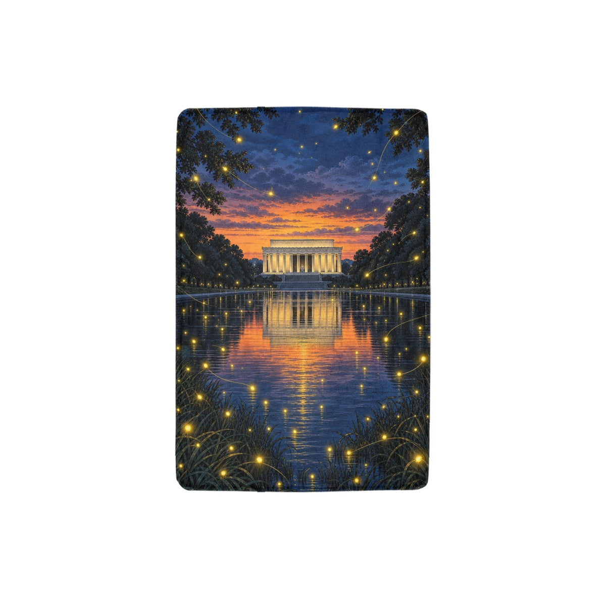 Lincoln Memorial Firefly Pool 32 x 48 in Micro Fleece Blanket