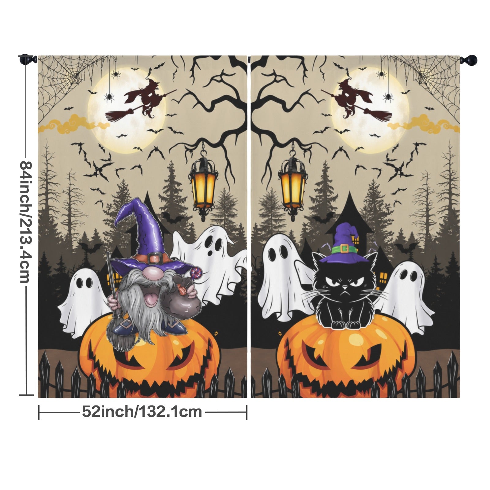 Moonlit Halloween Magic Forest 52 x 84 in Window Curtain Set