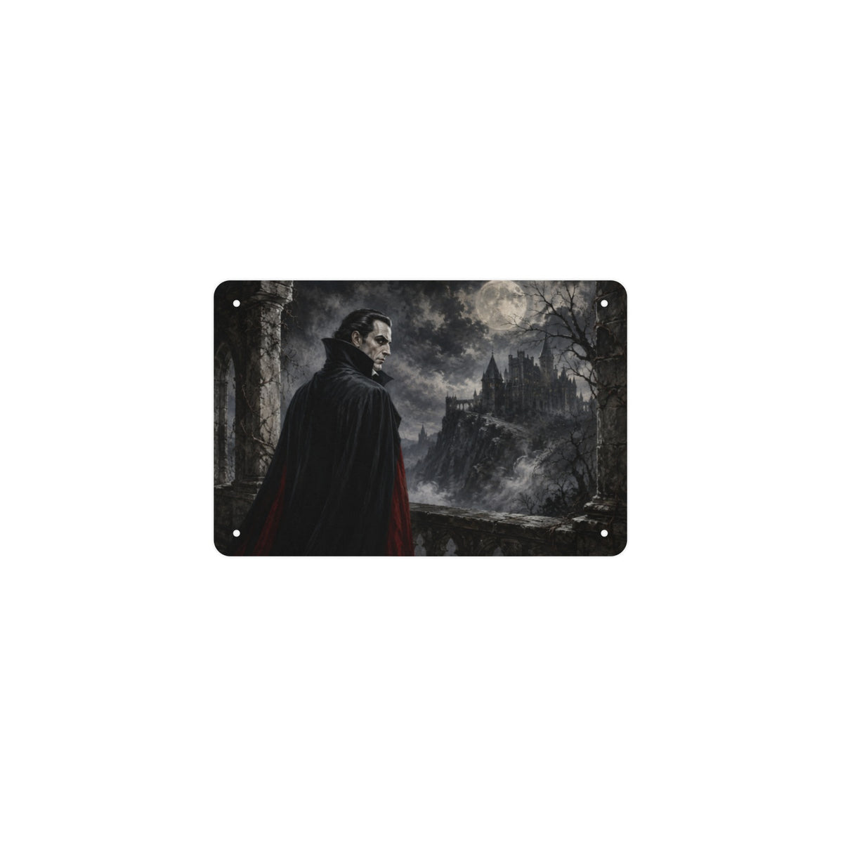 Dracula Castle Nocturne 12 x 8 in Metal Tin Sign