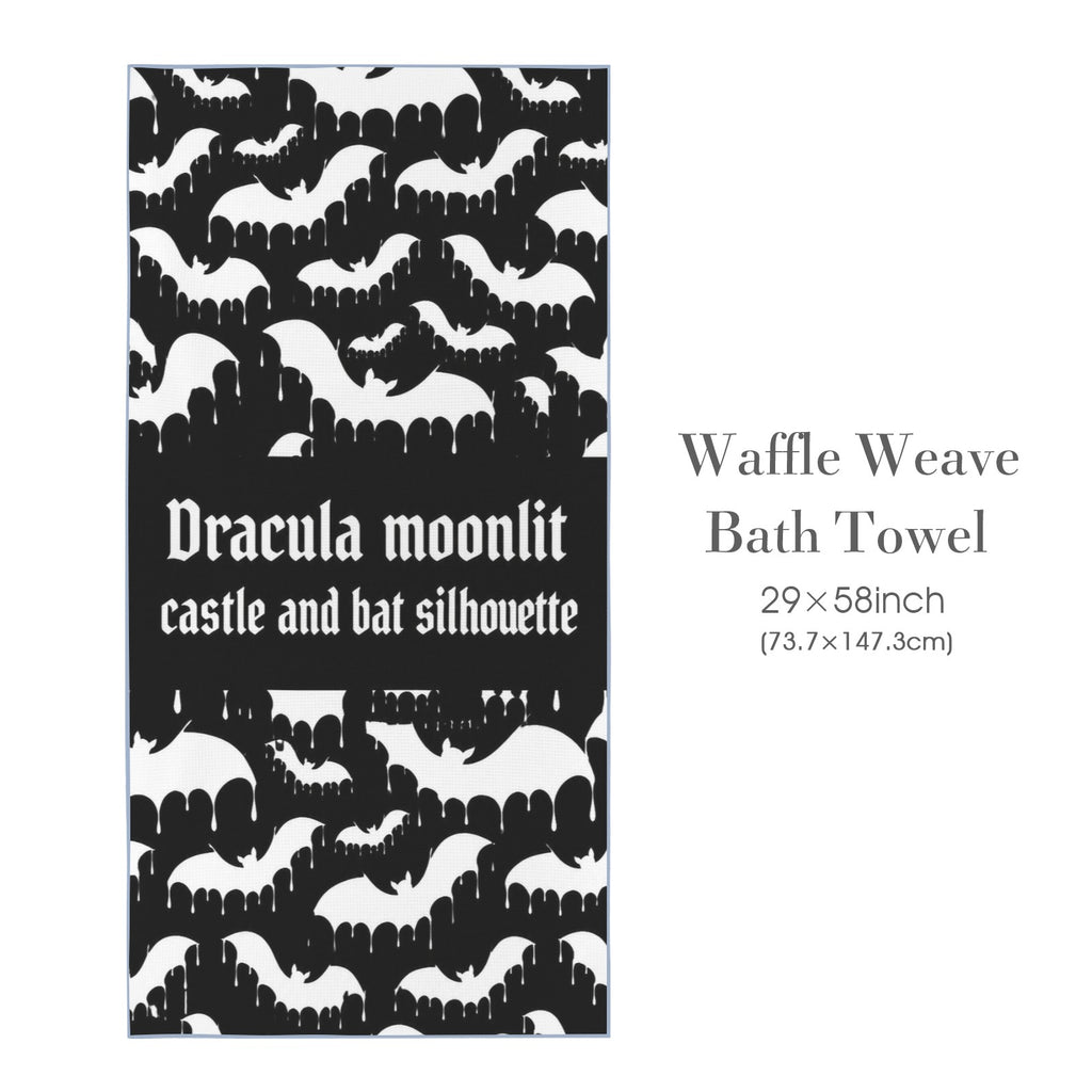 Dracula Castle Bat 29"x58" (QUE) Waffle Weave Bath Towel