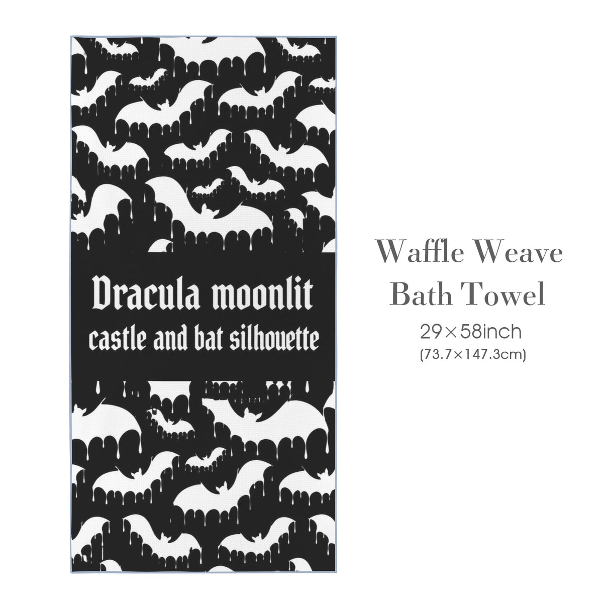 Dracula Castle Bat 29"x58" (QUE) Waffle Weave Bath Towel
