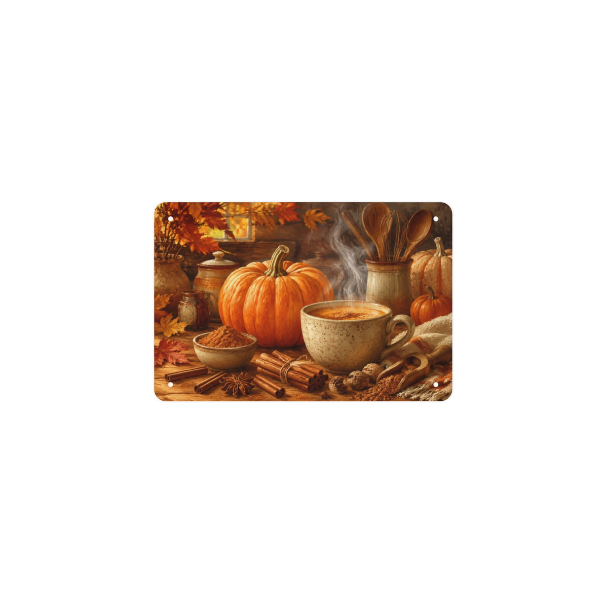 Pumpkin Spice Kitchen 12 x 8 in Metal Tin Sign