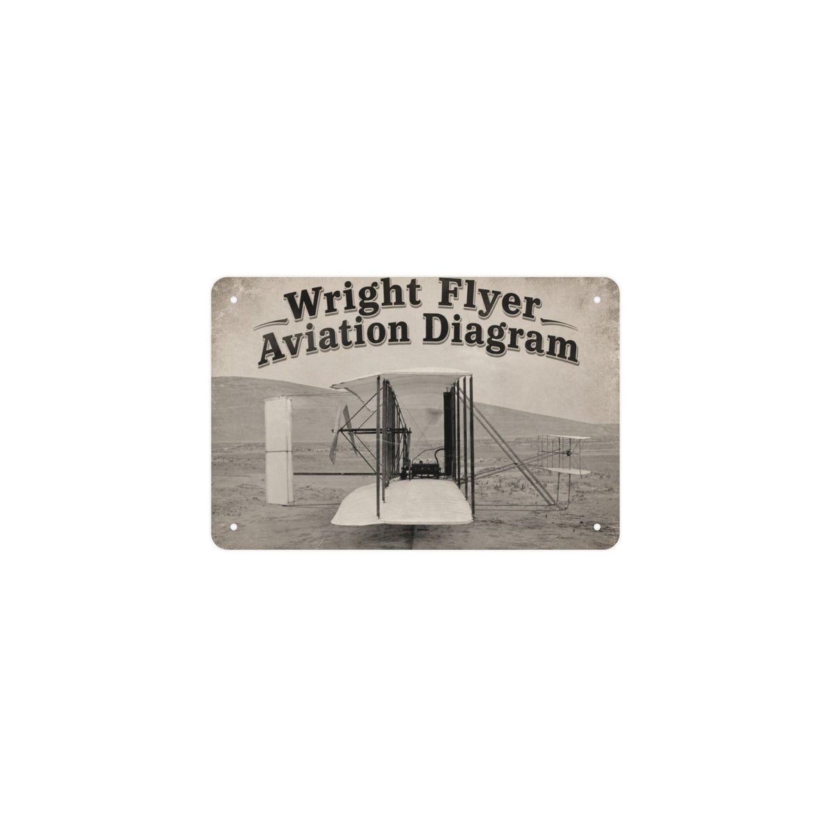 Wright Flyer Aviation Diagram 12 x 8 in Metal Tin Sign