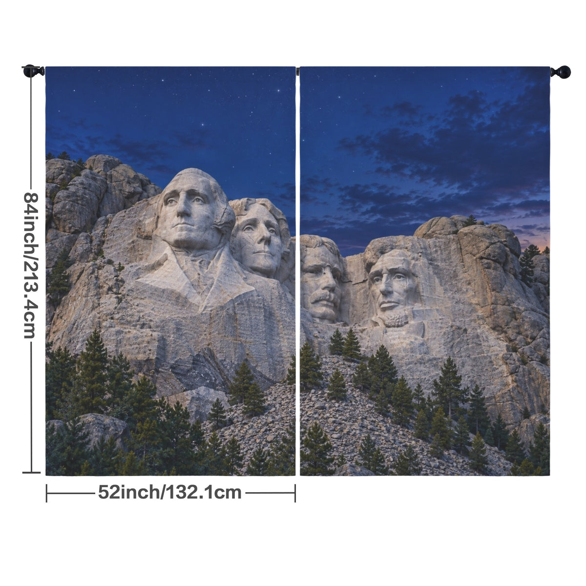 Rushmore Deep-Blue Evening 52 x 84 in Window Curtain Set