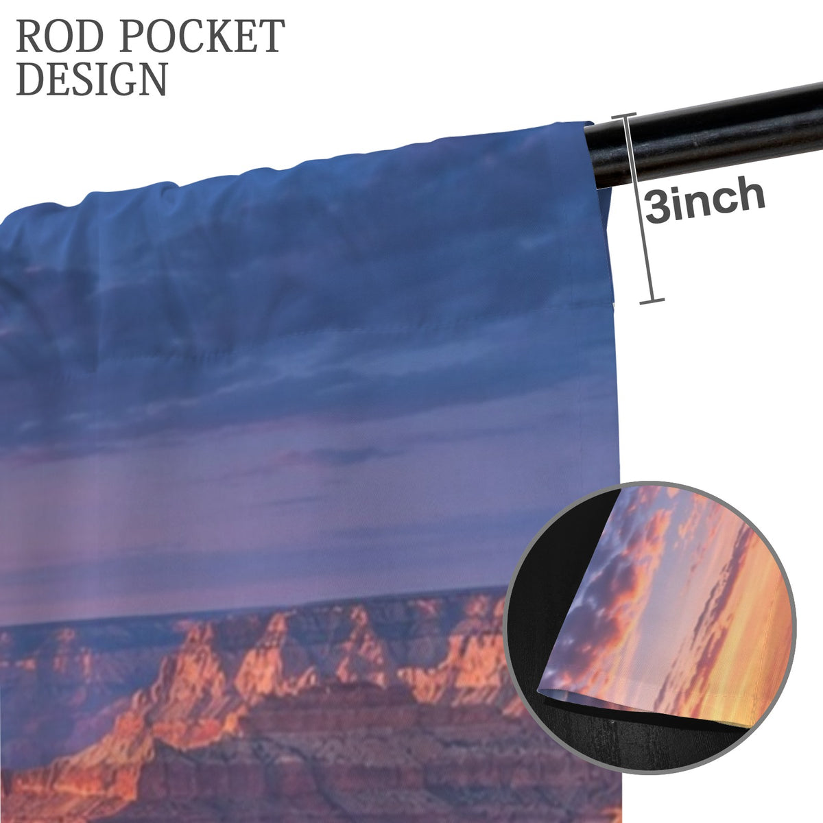 Grand Canyon Blue-Hour Cliffs 52 x 84 in Window Curtain Set