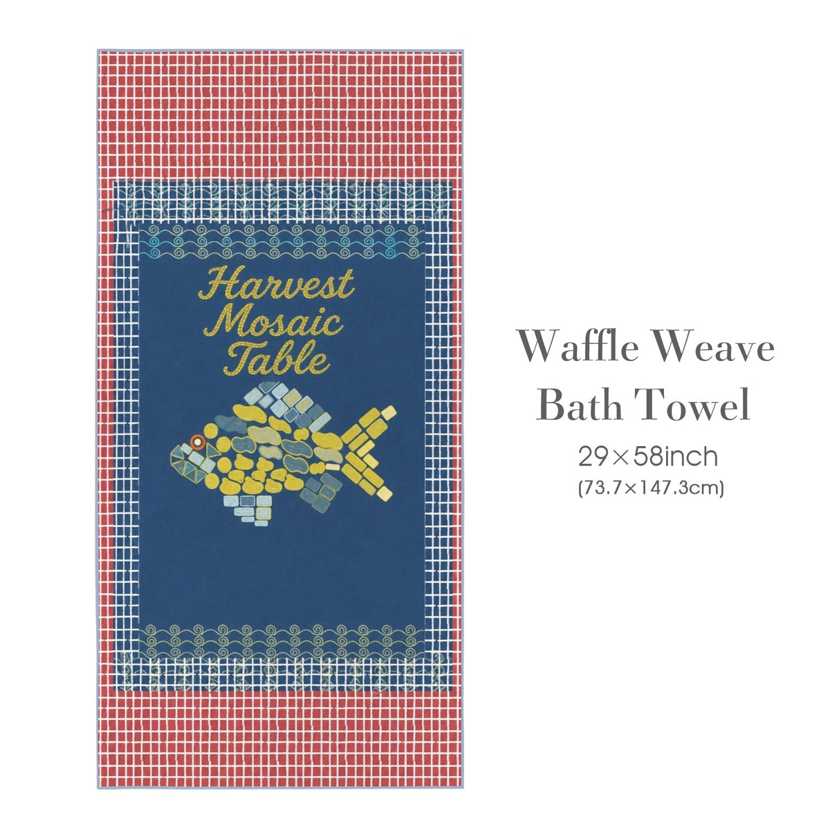 Harvest Mosaic Table 29"x58" (QUE) Waffle Weave Bath Towel