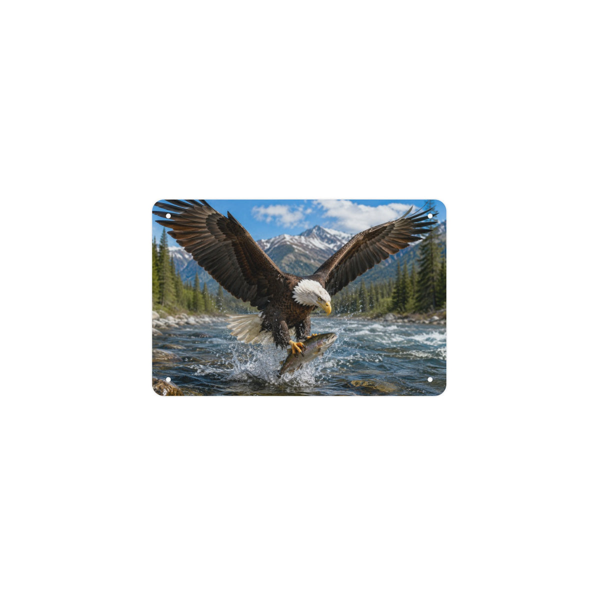 Bald Eagle River Catch 12 x 8 in Metal Tin Sign