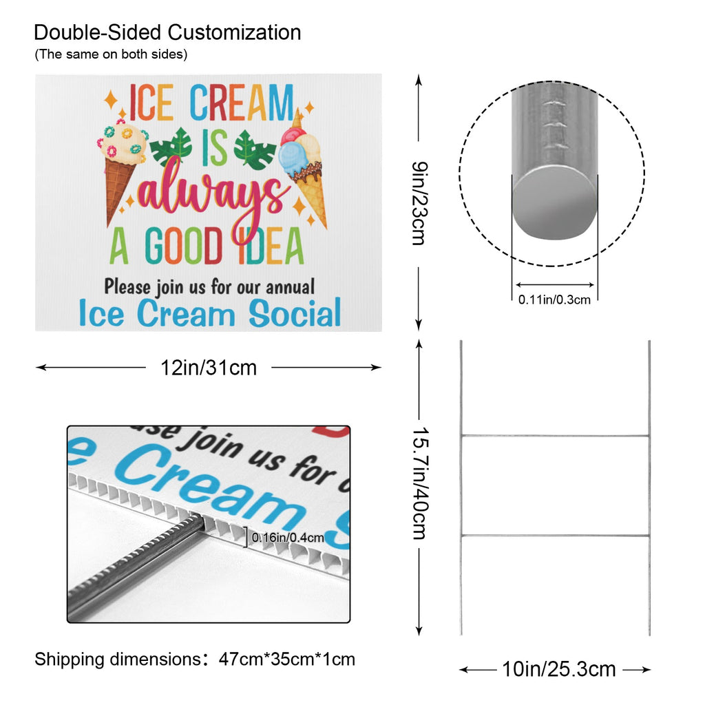 Ice Cream Social 12 x 9 in House Sign