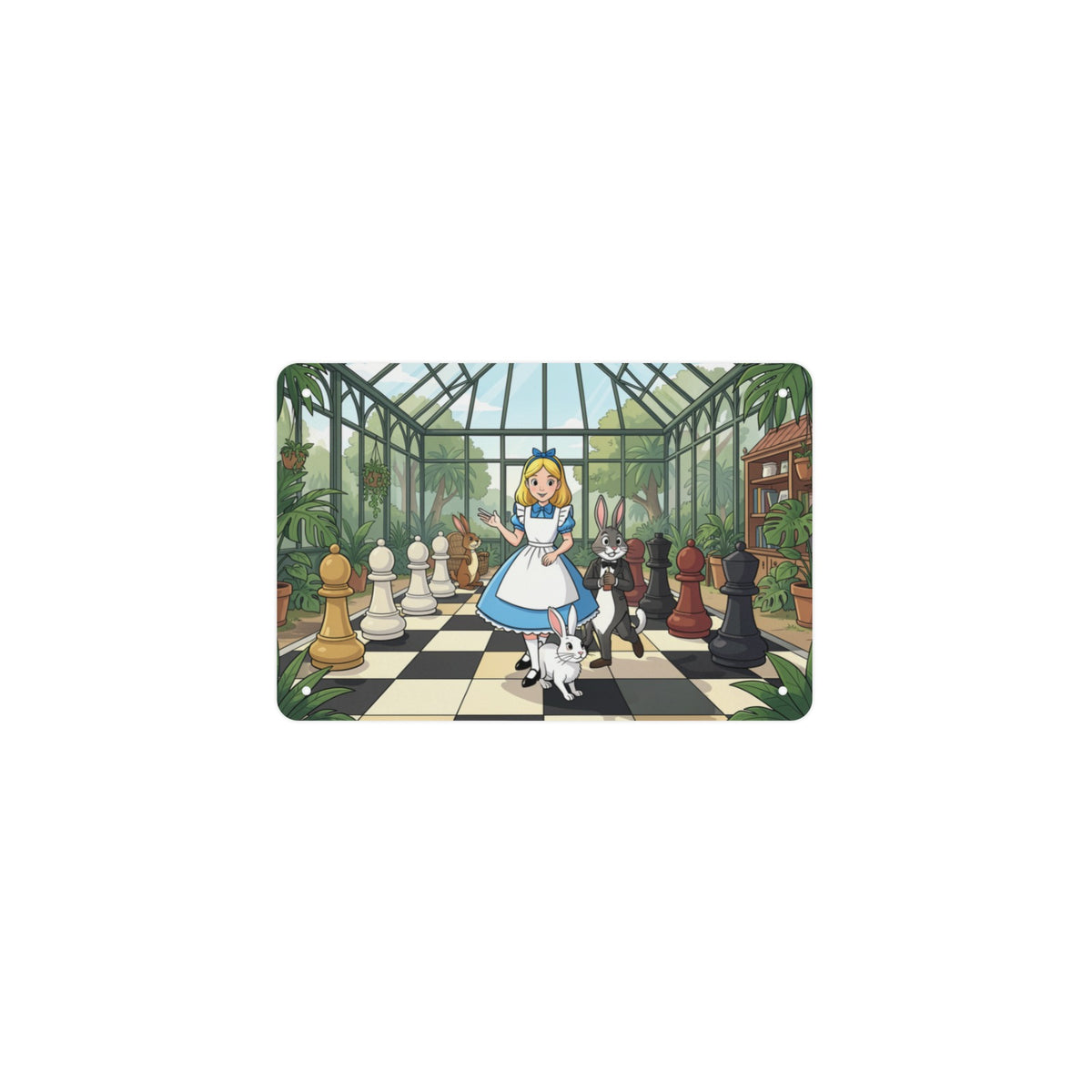 Glass Chess Garden Alice 12 x 8 in Metal Tin Sign