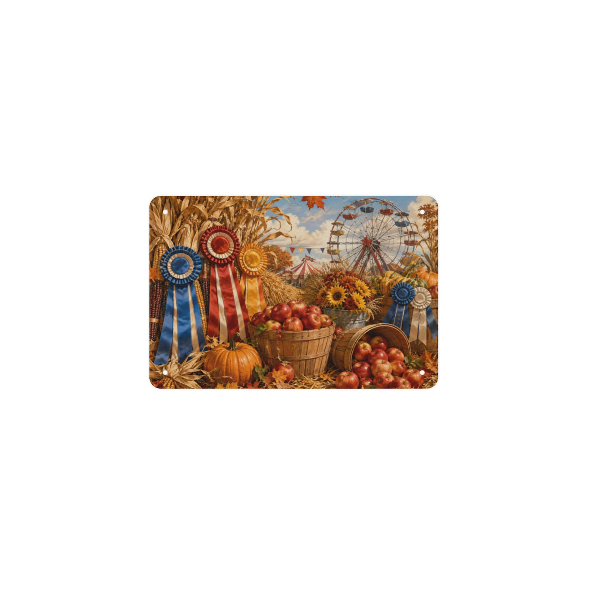 Country Fair Ribbons 12 x 8 in Metal Tin Sign