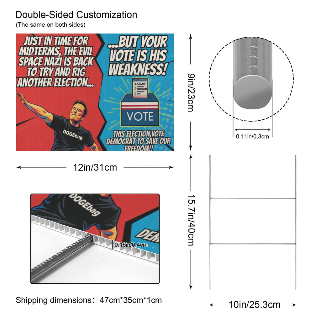 Comic-Book Democracy Shield 12 x 9 in House Sign