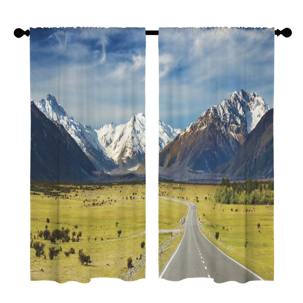 Snowy alpine road trip 52 x 84 in Window Curtain Set