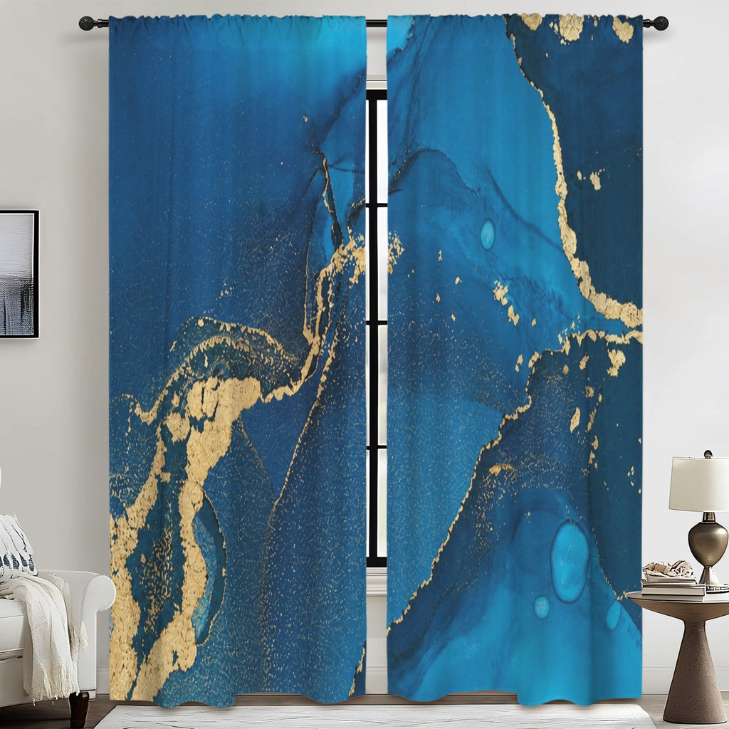 Blue Marble Globe 52 x 84 in Window Curtain Set