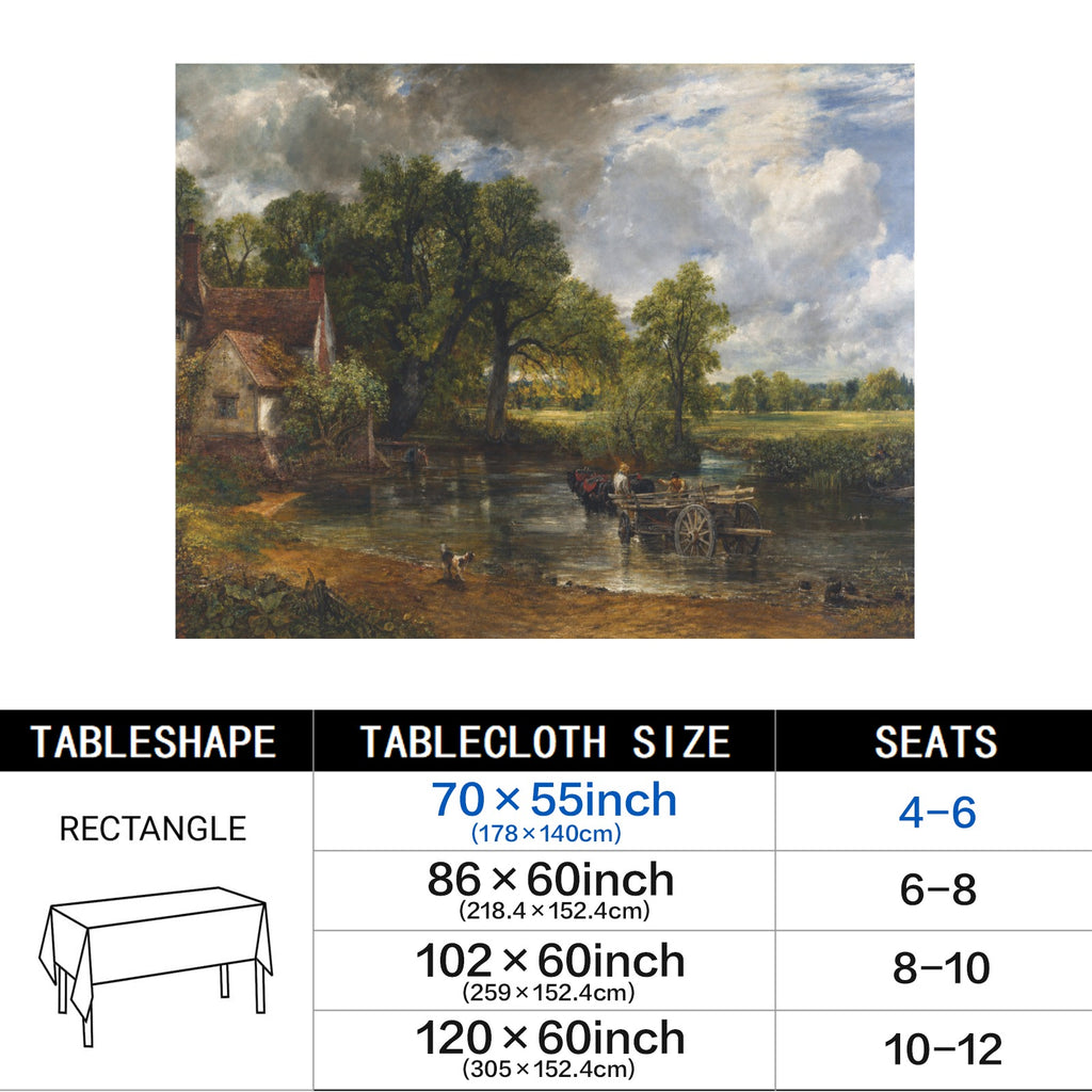 Hay Wain River 178cm x 140cm Rectangular Tablecloth 70x55inch (QUE)