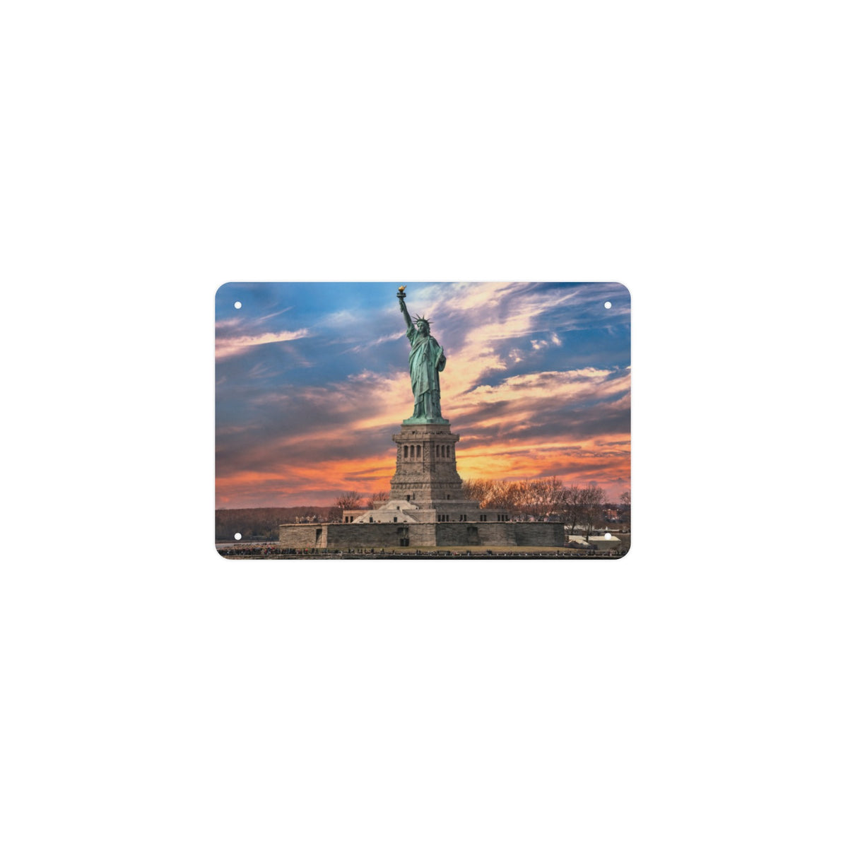 Statue of Liberty Sepia 12 x 8 in Metal Tin Sign