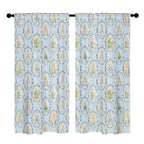 Blue Rabbit Oval Pattern 52 x 84 in Window Curtain Set