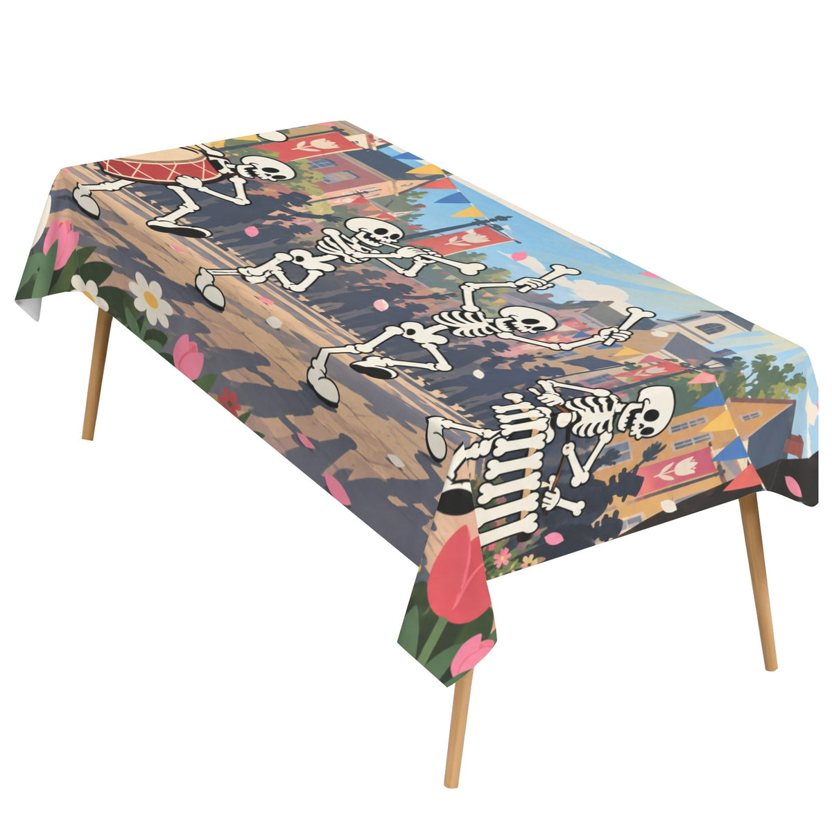 Skeleton Parade 178cm x 140cm Rectangular Tablecloth 70x55inch (QUE)