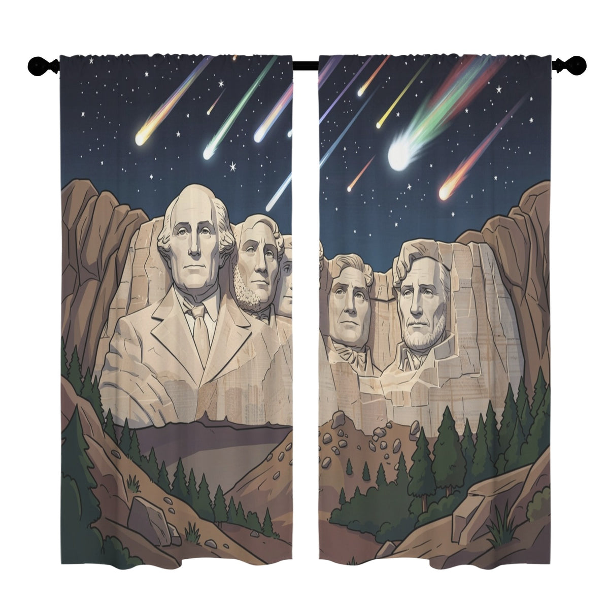 Mount Rushmore Meteor Sky 52 x 84 in Window Curtain Set