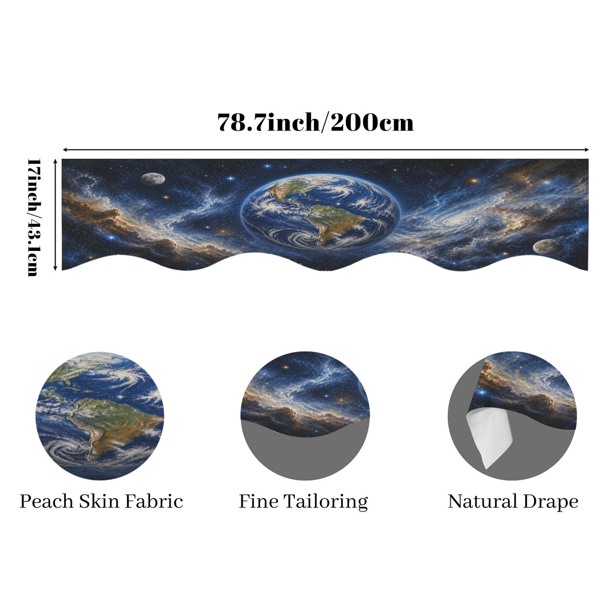 Clouded Blue Planet 200cm x 43.1cm Fireplace Cloth (QUE)