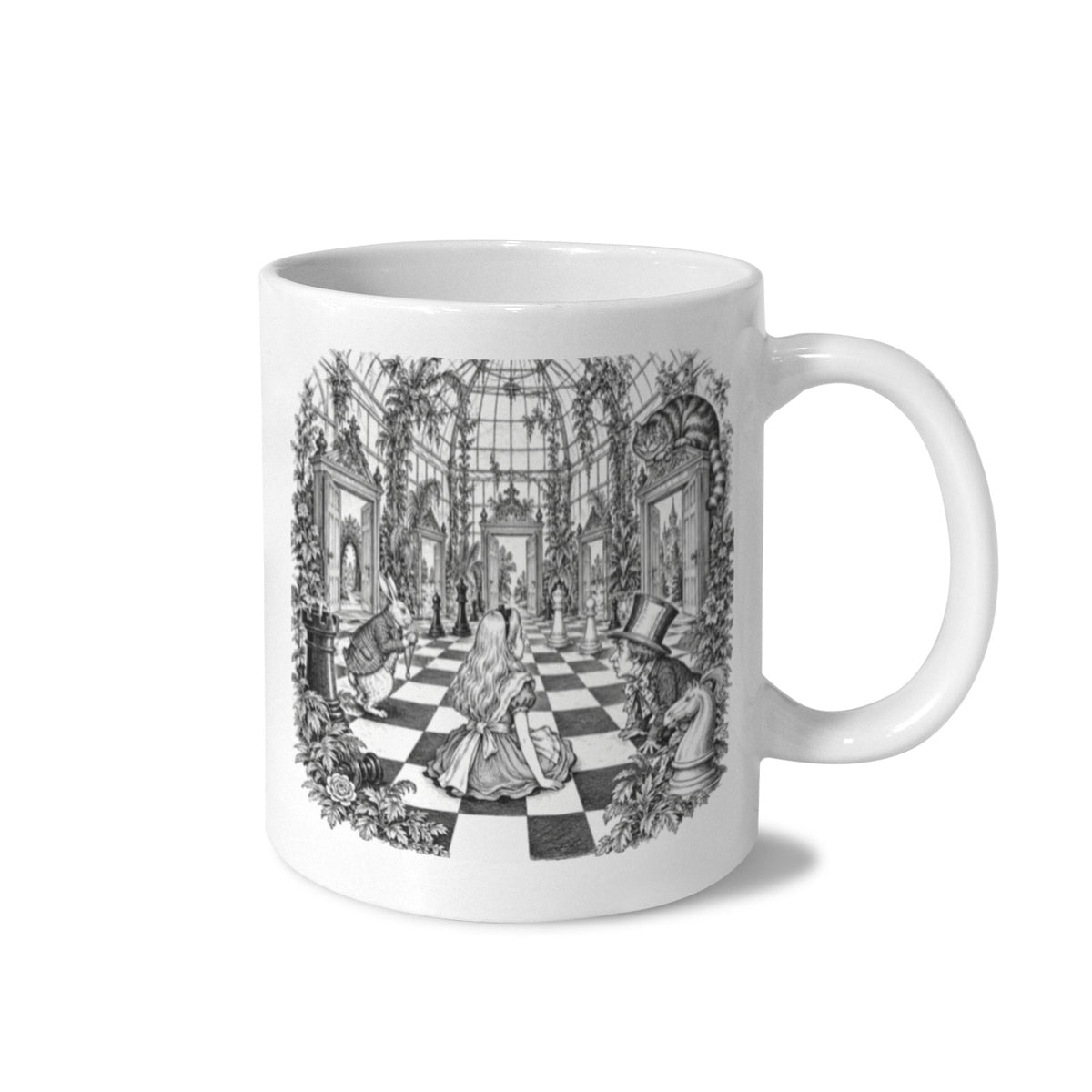 Alice Chess Greenhouse 11 oz White Ceramic Mug