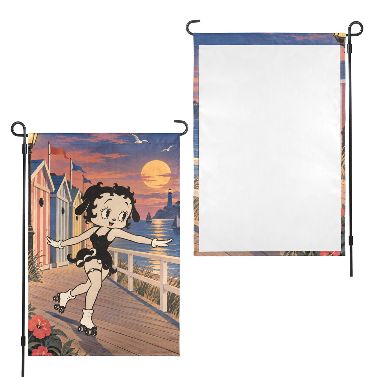 Seaside Bathing Huts Betty 12 x 18 in Garden Flag