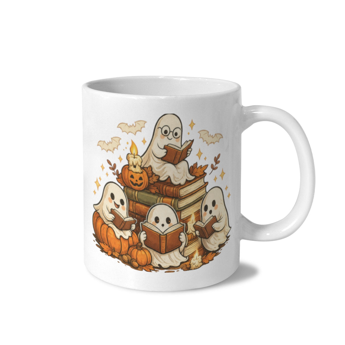 Little Ghost Reading Nook 11 oz White Ceramic Mug