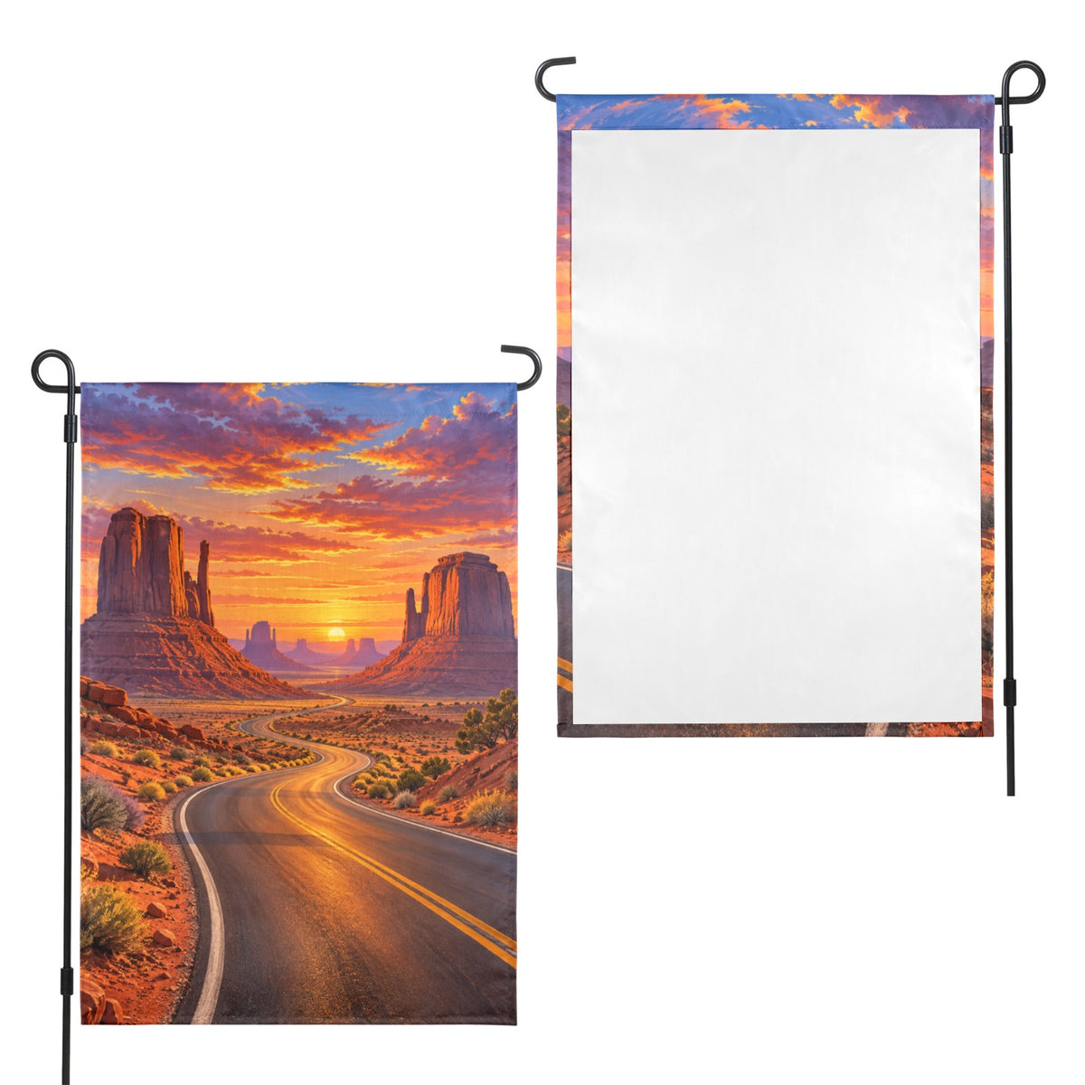 Sunset Road Monument Valley 12 x 18 in Garden Flag