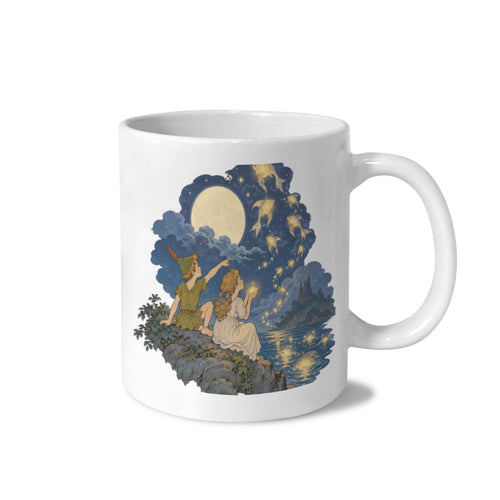 Peter Pan Wendy Lantern Fish Cliff 11 oz White Ceramic Mug