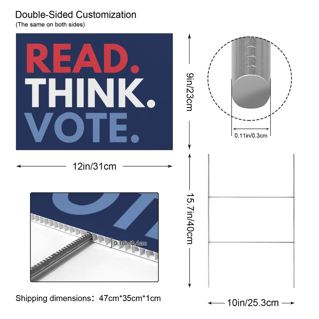 Read Think Vote Stack 12 x 9 in House Sign