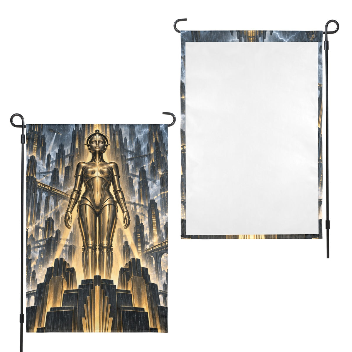 Maria Machine City Rain 12 x 18 in Garden Flag