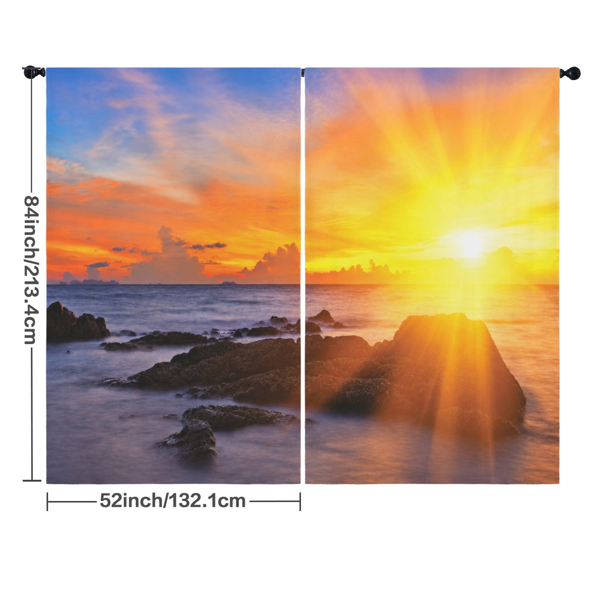 Tropical coast sunset 52 x 84 in Window Curtain Set