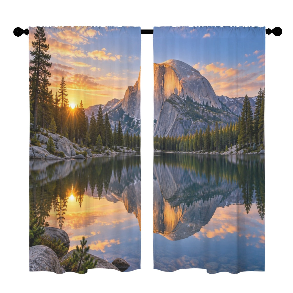 Half Dome Sunrise Lake 52 x 84 in Window Curtain Set