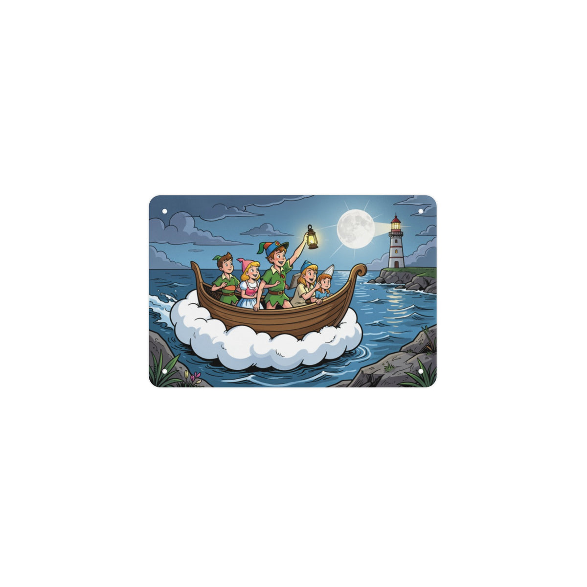 Moonsea Cloud Boat Peter Pan 12 x 8 in Metal Tin Sign