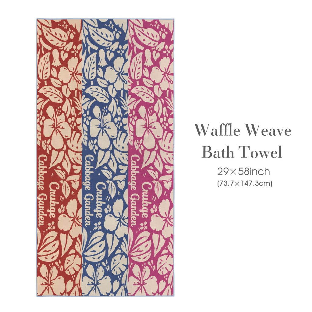 Cabbage Crush Garden 29"x58" (QUE) Waffle Weave Bath Towel