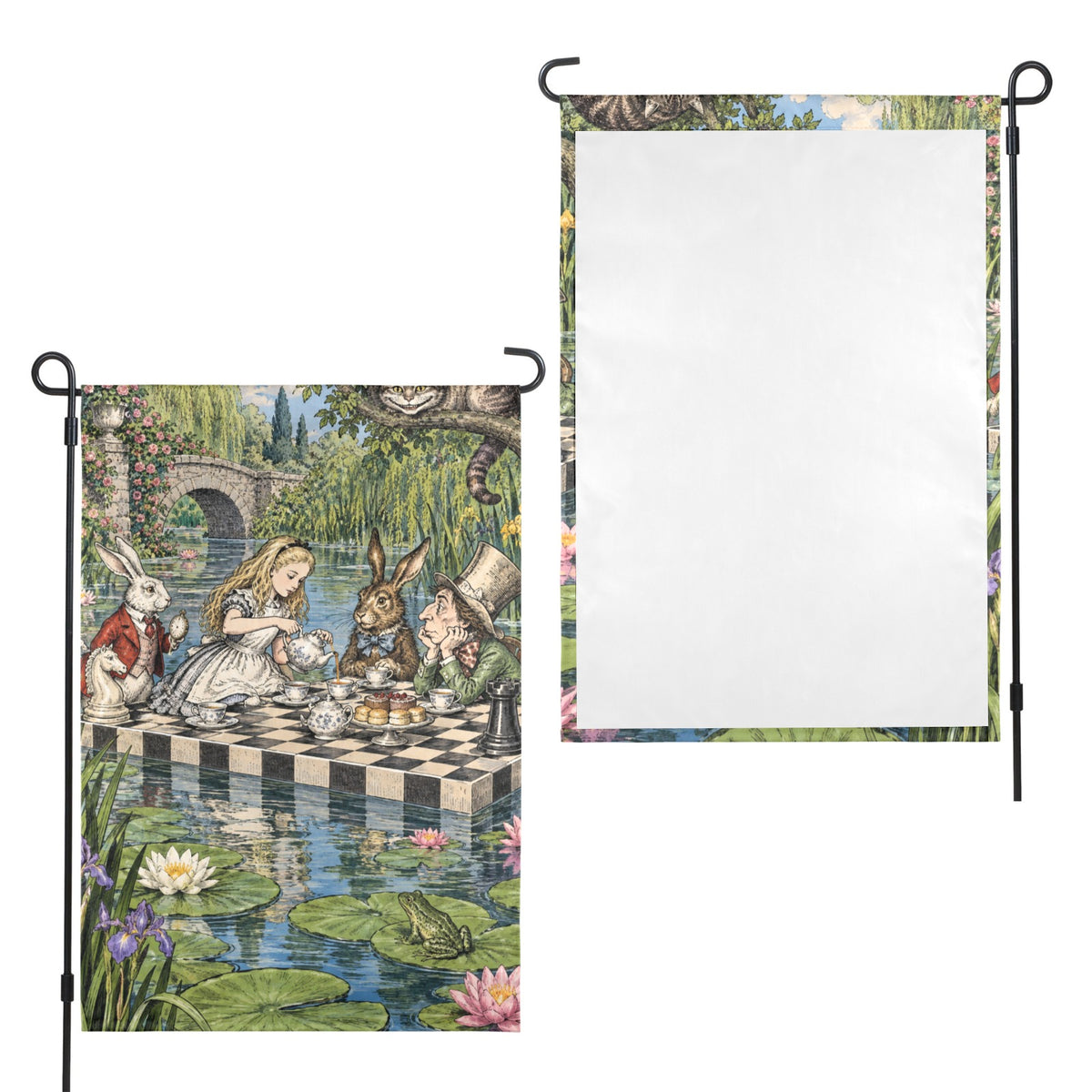Floating Chess Tea Alice 12 x 18 in Garden Flag