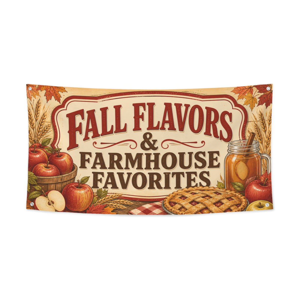 Farmhouse Fall Flavors 47 x 24 in Festival Banner