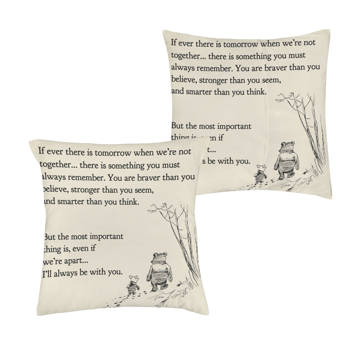 Storybook Bear and Bird 16 x 16 in Envelope Pillow Case